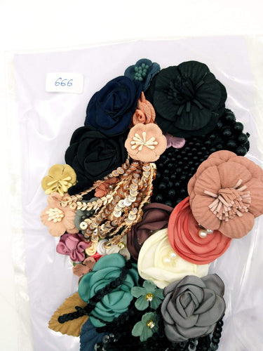 Handcrafted Multicolor Floral Applique With Sequins Fringe Tassel